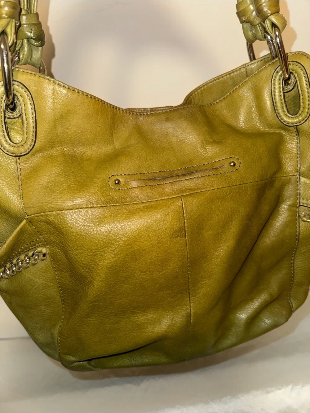 Olive Green Leather Shoulder Bag